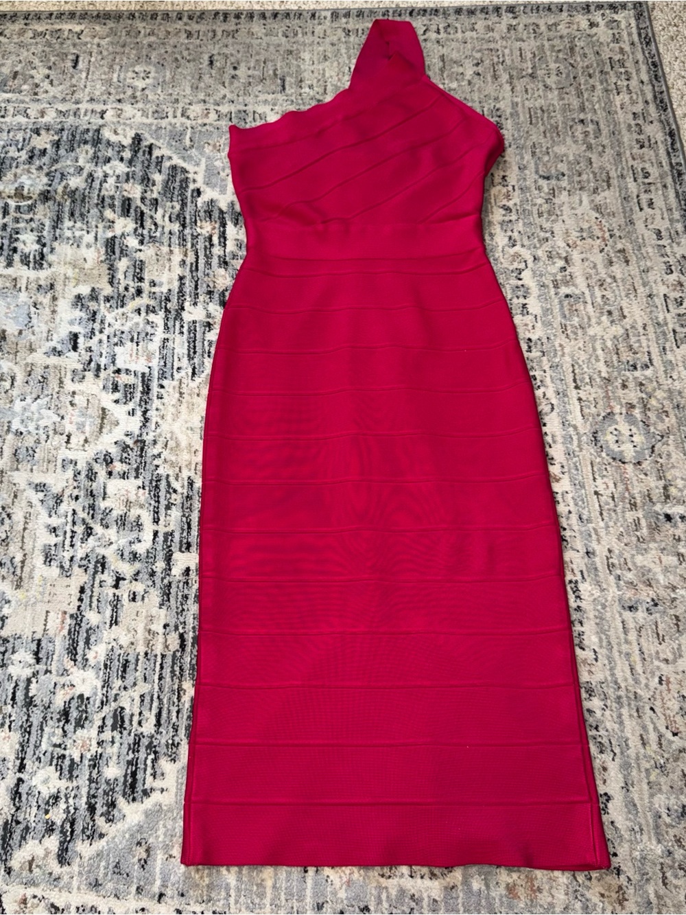Herve Leger One-Shoulder Fuchsia Bandage Midi Dress Hot pink Medium
